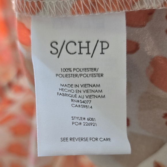 Cabi Go-To Top Women's Small Button Down Animal Print Orange Cream Lightweight - Picture 4 of 10